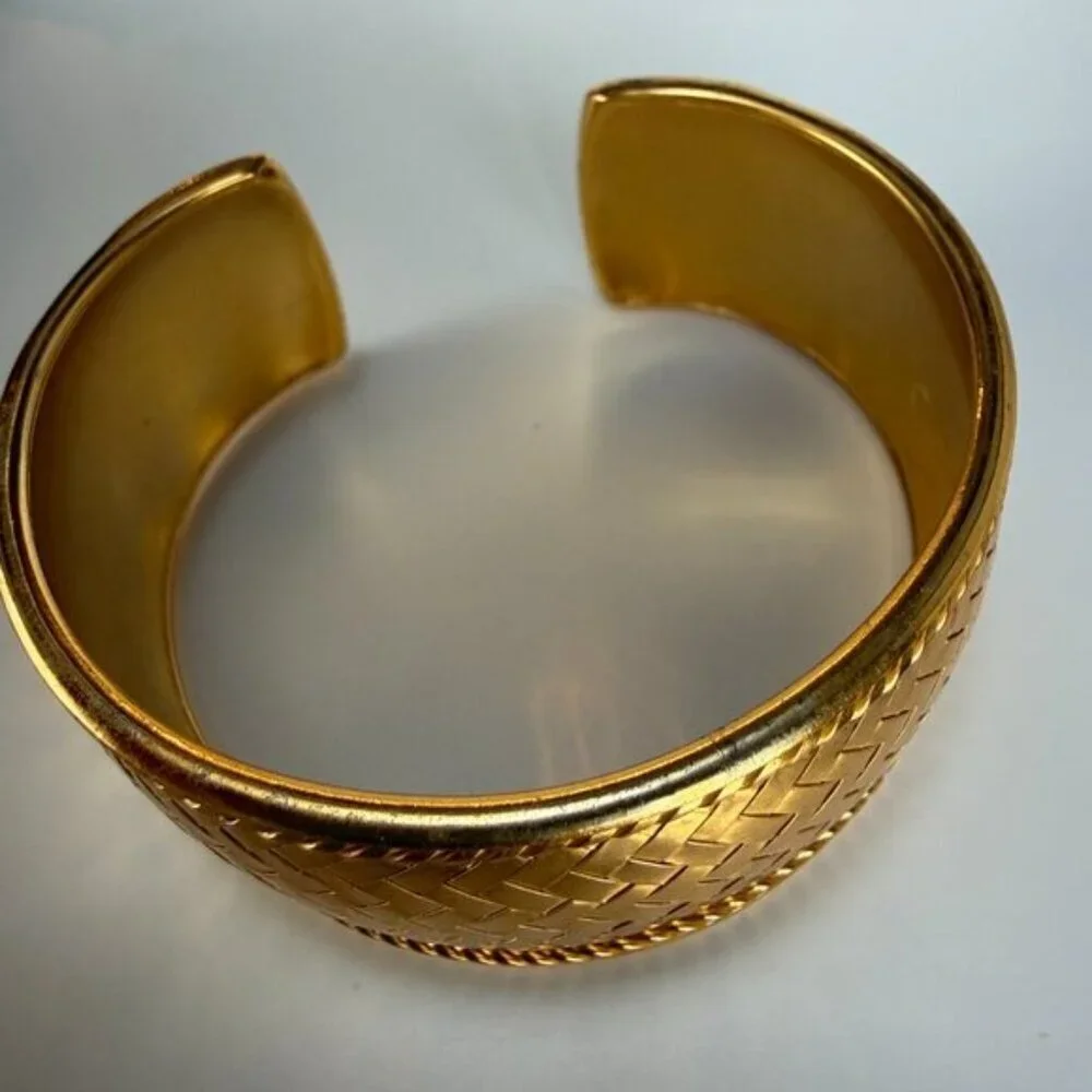 Gold Plated Sterling Silver Basketweave Cuff Bracelet